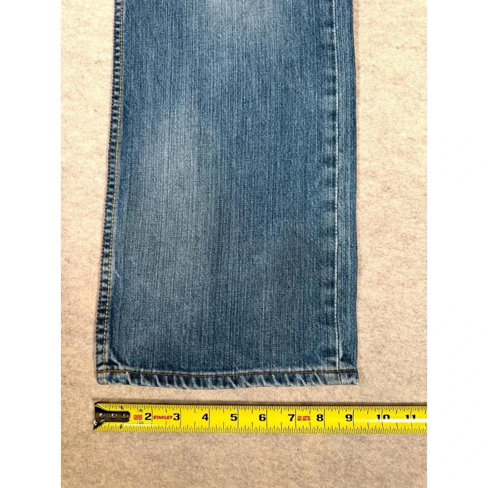 Levis 501 Jeans Mens 36x34 Blue Distressed Denim Cotton Button Fly Straight Leg